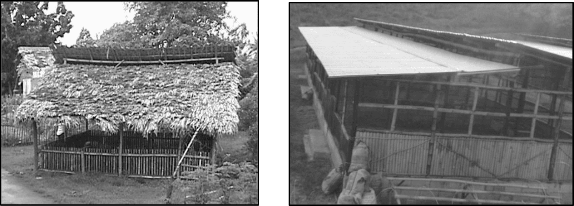 Examples of legacy pig house structures
